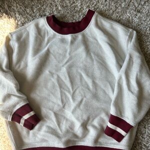Off White and Burgundy Boys Sweater